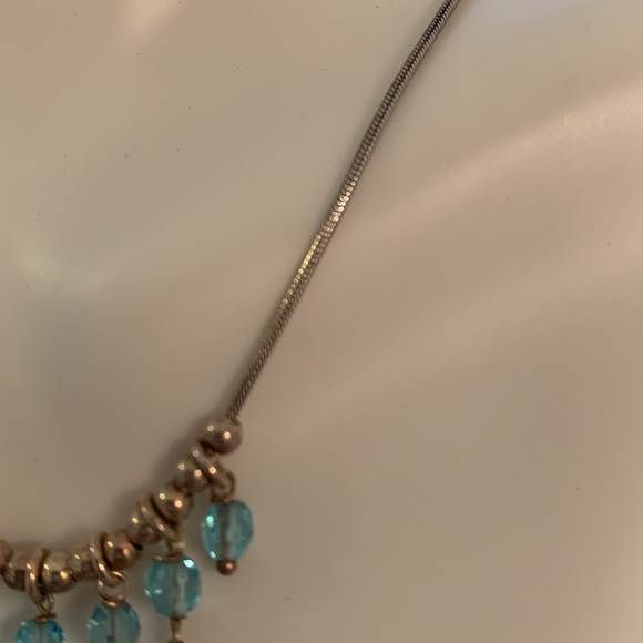 Ocean Blue Faceted Beaded Dangles Necklace with Lobster Clasp - Picture 4 of 7